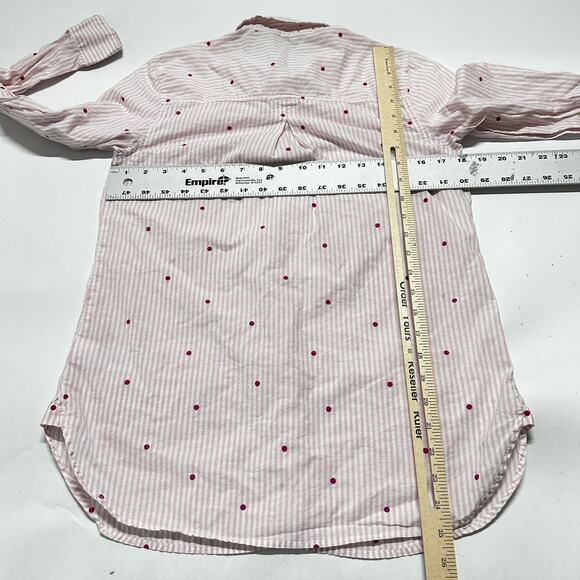 Old Navy Tunic Shirt Size S Pink White Striped Polka Dots 100% Cotton Button Up - Picture 6 of 8